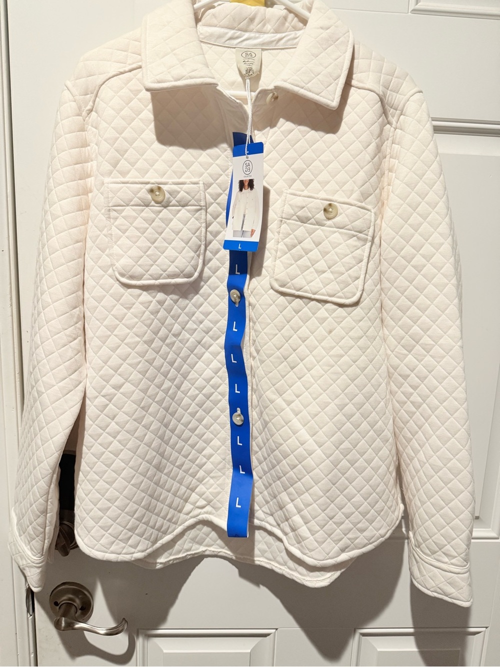 NWT SAGE Collective Quilted Cream Utility shacket SZ L super soft